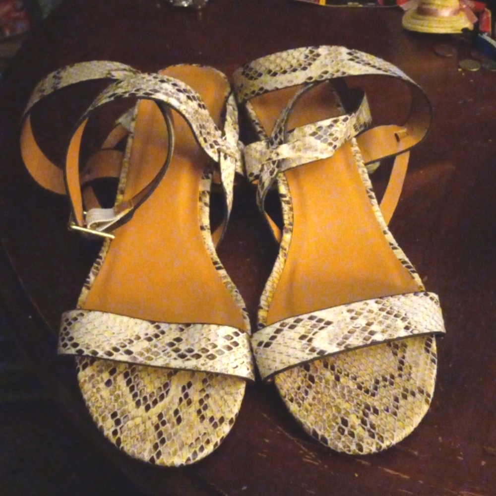 NWOT Snake Print Strappy Sandal with Block Heel